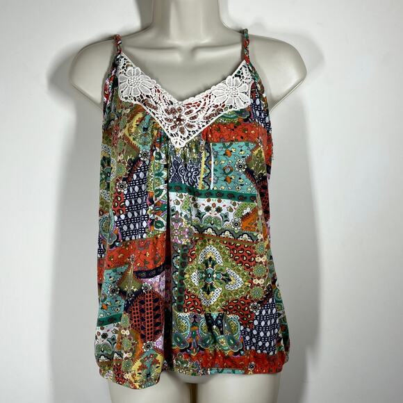 Whimsical Boho-Chic Top Juniors Sz XL (15-17) Beaded Free Spirits Patchwork - Picture 10 of 16